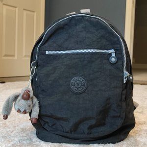 Kipling Backpack with Monkey Keychain Black Nylon